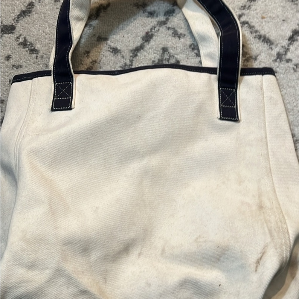 Lands' End Canvas Tote Bag - Navy and Cream - Picture 2 of 3